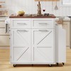 Whisen Farmhouse Kitchen Island with Drop Leaf, Removable Side Racks, Two Drawers - 4 of 4