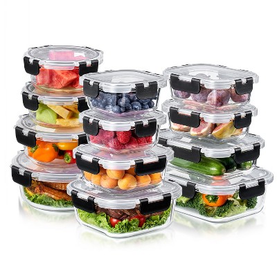 Sorbus 24-Piece Glass Food Storage Containers with Lids - Airtight, Microwave, Fridge, Dishwasher, Oven Safe, BPA-Free, Meal Prep Containers