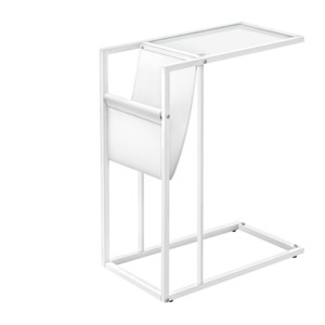 FONTOI End Tables C-Shaped, Snack and Magazine Storage, Leather Look Metal, Contemporary Modern for Living Room, Bedroom, White, 27"*21"*4" - 1 of 4