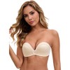 INSPIRE CHIC Women's Deep V Strapless Wireless Demi Bandeau Lace Thin on Top Thick on Bottom Push-Up Tube Bra - 4 of 4