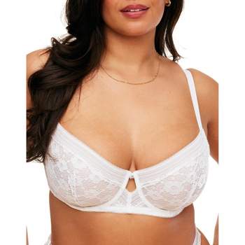 Women's Plus Size Lingerie Comfort Cotton Wire Free Lace Bra - White