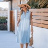 Women's Faded Denim Collared Sleeveless Midi Dress - Cupshe - 4 of 4