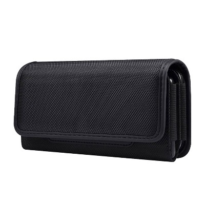 LUXMO Large Horizontal Universal Dual Phone Slot Nylon Pouch w/ Credit Card Slot - Black