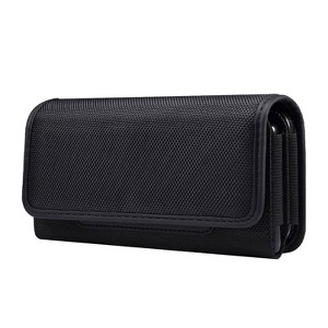 LUXMO Large Horizontal Universal Dual Phone Slot Nylon Pouch w/ Credit Card Slot - Black - 1 of 4