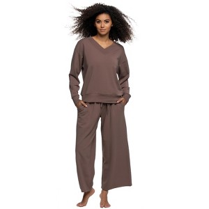 Kimora V-Neck Sweatshirt & Wide Leg Pant - 1 of 2