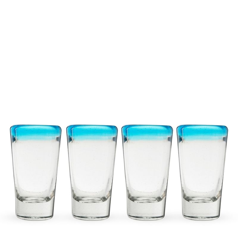 Segunda Vida Twine Primavera Colorful Shot Glasses - Tall Shot Glasses with Blue Rim - 100% Recycled Glasses 1oz Set of 4, 6 of 11