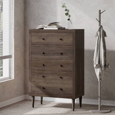 Christopher Knight Home Nystrom Mid Century Modern 5 Drawer Dresser Walnut