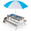 VYNXARIA Wooden Kids Picnic Table, Sand and Water Table with Umbrella, Activity Table for Outdoor Backyard Patio Play - 3 of 4