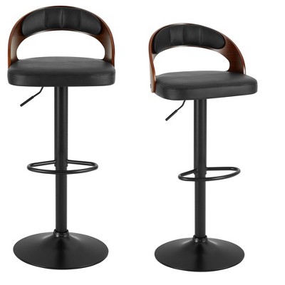 VECELO Bar Stools Set of 2,  Modern PU Leather Adjustable Swivel with Back, or Club Pub,Kitchen Island and Dining Room