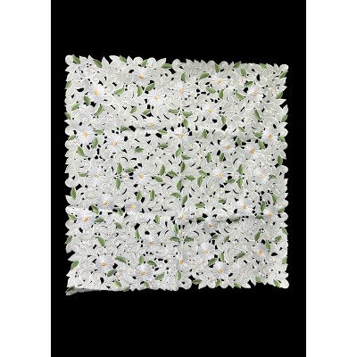 Jiallo Margarita Embroidered Cutwork Square tablecloth, 32 inch Square Table Linen Decor, Water Resistance, Machine Wash safe