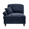 Vynxaria Modern Chenille Sofa Blue, W/1 Pillow, Detachable Ruffle Skirts (2 Styles), Multi-Module, Curved Petal Armrests & Spindle Legs - 3 of 4
