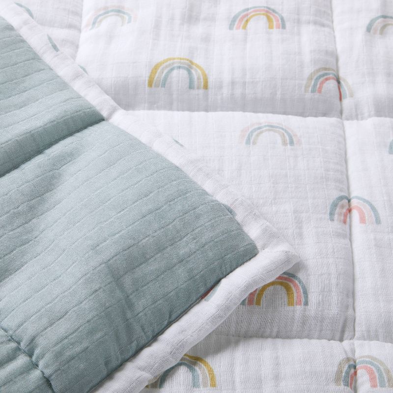 Muslin Quilt Baby and Toddler Blanket - Rainbow - Cloud Island&#8482;, 4 of 6