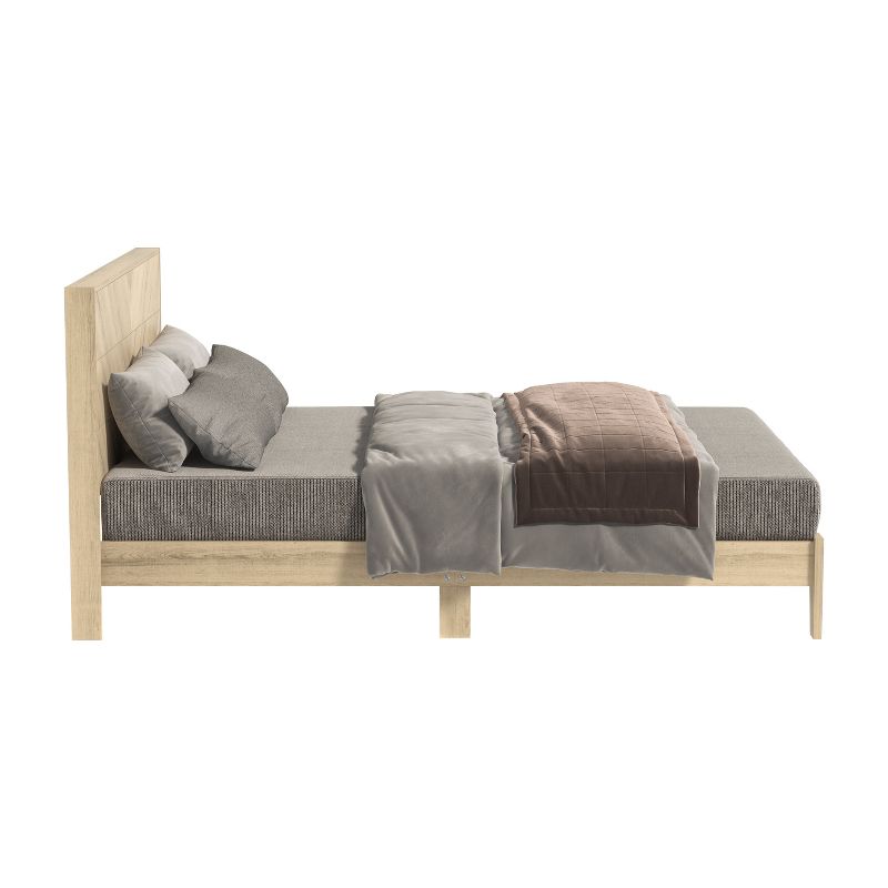Galano Weiss Wood Frame Platform Bed With Headboard in Amber Walnut, Oslo Oak, Walnut, 5 of 18