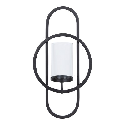 Jonas Black Metal Wall Sconce with Glass Cylinder