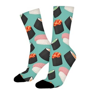 Japanese Sushi Women Printed Crew Socks Funny Funky Socks Soft Polyester Novelty Gifts for Artists Men - 1 of 1