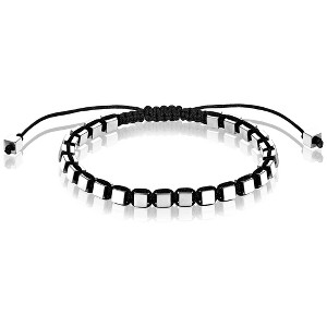 West Coast Jewelry Men's Small Hematite Cube Stone Adjustable Bracelet (4mm) - 1 of 4
