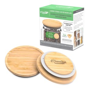 Masontops 3pk Timber Top Bamboo Storage Lids Wide Mouth - 1 of 2