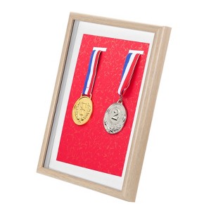 Unique Bargains Tennis Swimming Marathons Sports 2 Medals Shadow Display Frame Box - 1 of 4