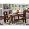 HomeStock 6-Piece Rectangle Mahogany Finish Solid Wood Top Dining Table with 1 Bench, 4 Chairs - 2 of 4