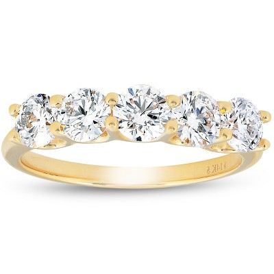 Pompeii3 1 1/4 Ct Diamond Five Stone Wedding Ring 10k Yellow Gold U Prong