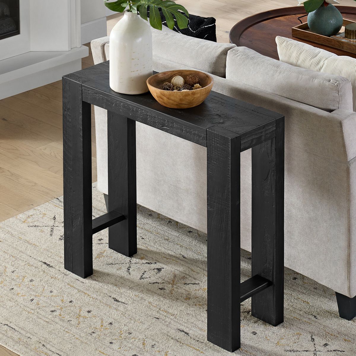 Alaterre Furniture Classic Solid Wood Console Table - 36 Inch Modern Farmhouse Small Entryway Table