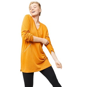 ellos Plus Size Zip Pocket French Terry Sweatshirt Tunic - 1 of 4