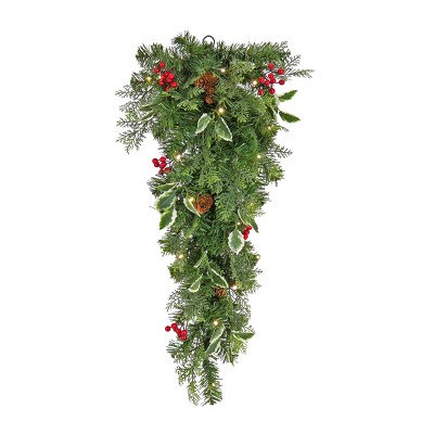National Tree Company First Traditions Pre-lit Artificial Holly Swag ...