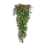 National Tree Company First Traditions Pre-Lit Artificial Holly Swag with Red Berries and Pinecones, Warm White LED Lights, Battery Operated, 2.5 ft