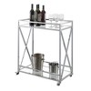 Breighton Home Oxford Chrome Glass Bar Cart with Shelf Glass/Chrome: Contemporary Style, Wheeled, Metal Frame - 3 of 4