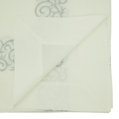 White Embroidered Scroll Fabric Tablecloth