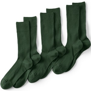 Lands' End Men's Seamless Toe Cotton Rib Dress Socks (3-pack) - 1 of 2