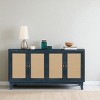 Handcrafted Rattan Sideboard Cabinet with 4 Rattan Doors and Adjustable Shelves, Modern Storage Console Table for Living Room - 3 of 4