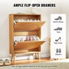 Shoe Cabinet with 2 Flip Drawers, Shoe Storage Cabinet for Entryway, Free Standing Shoe Storage Organizer with Rattan Doors for Heels, Boots - 2 of 4