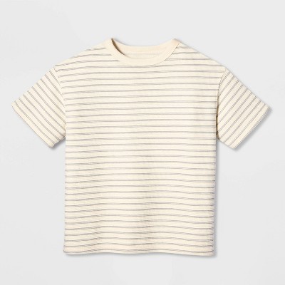 Cat & Jack Boys' Short Sleeve Textured Striped Relaxed Fit T-Shirt - Cat & Jack™ Gray/Cream XL — фото 2