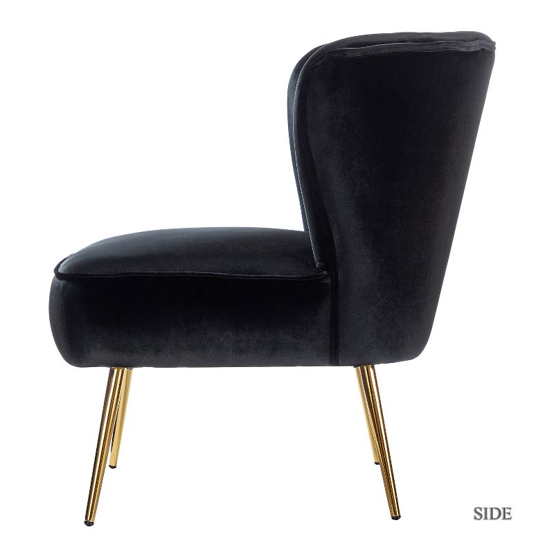 Quentin Velvet Accent Side Chair with Golden Metal Base | Karat Home, 5 of 18