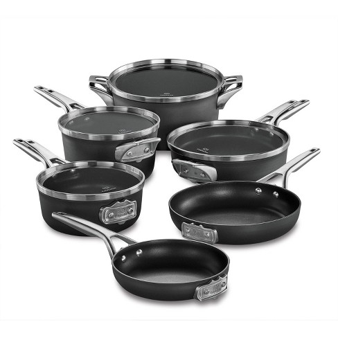Calphalon 10-Piece Pots and Pans Set, Nonstick Kitchen Cookware with  Stay-Cool Stainless Steel Handles, Black
