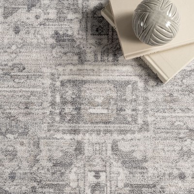 Brielle Gray 4' x 6' Washable Medallion Area Rug
