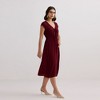 Reistor Womens Deep V-neck Gathered Dress in Burgundy - 3 of 4
