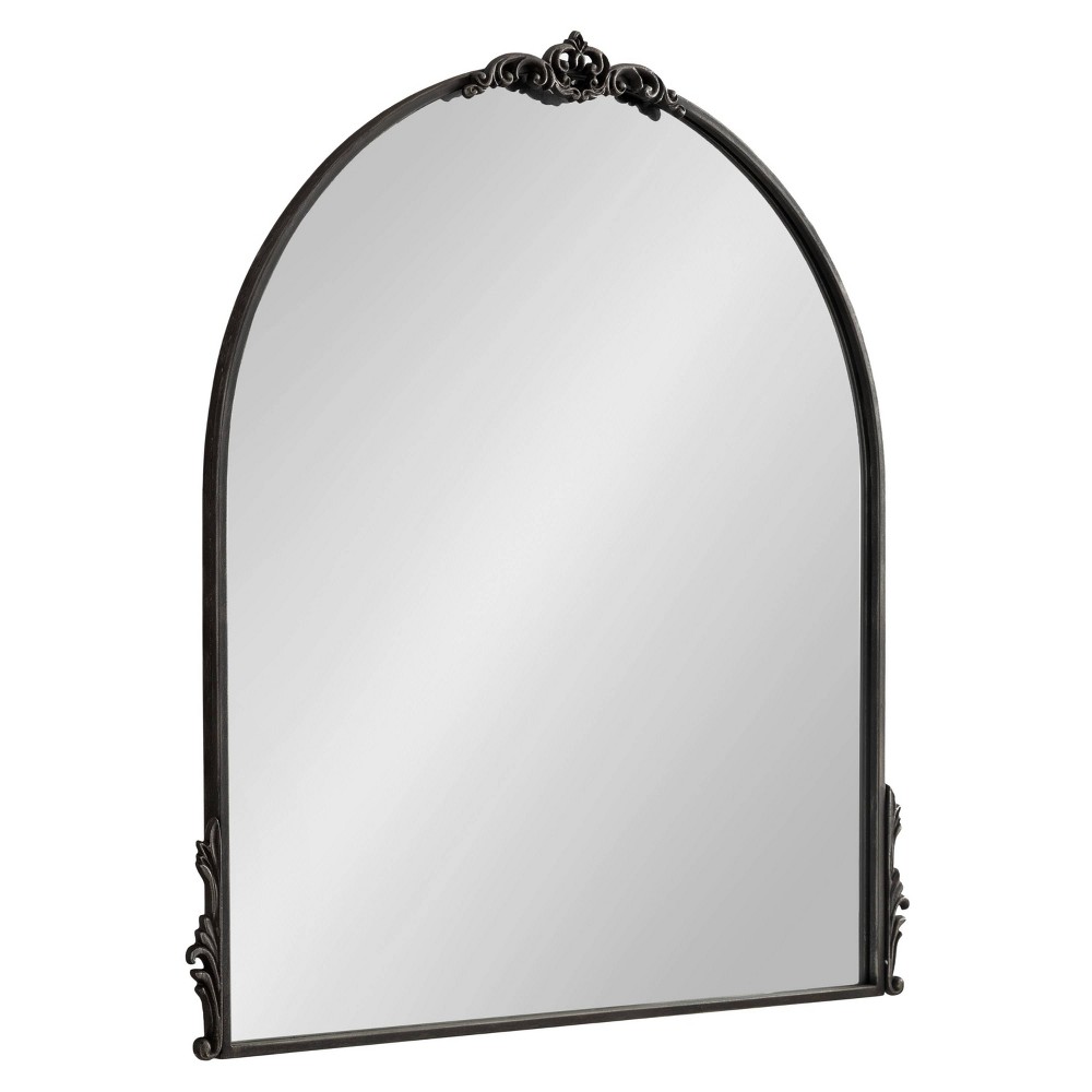 Photos - Wall Mirror Kate & Laurel All Things Decor 32"x30" Myrcelle Decorative Framed  Black: Traditional Style, Rounded Top Rectangl