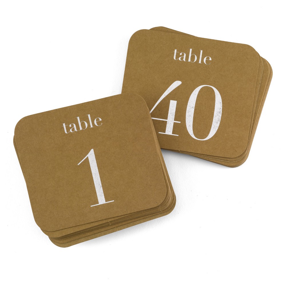 Photos - Other Jewellery 40ct "1-40" Kraft Table Number Cards Silver