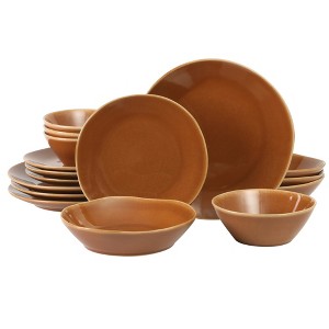 Bloomhouse Montecito Breeze 16 Piece (Service for 4) Double Plates and Bowls Stoneware Reactive Glaze Dinnerware Set - 1 of 4