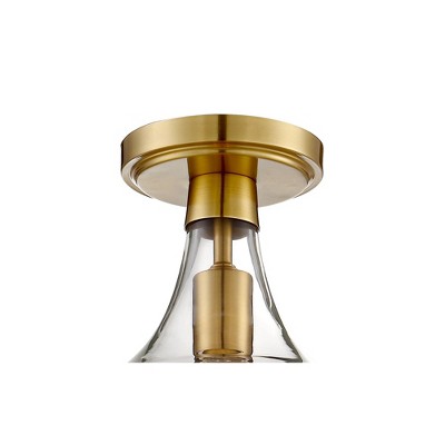 Warm Antique Brass and Clear Glass Semi-Flush Mount Ceiling Light