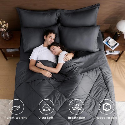 Der Rose BALHAM TRADE-7 Pieces Queen Dark Gray Comforter Set All Season Reversible Ultra Soft Bedding Set Black & Light Grey-Queen 88"x88" — фото 3