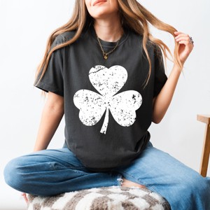 Simply Sage Market Clover Distressed Garment Dyed Tee - 1 of 4