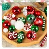Aoibox 60 Pack Green Red White Shatterproof Plastic Christmas Tree Ornaments Set Assorted Balls Candy Donut for Home Party Decor - 4 of 4