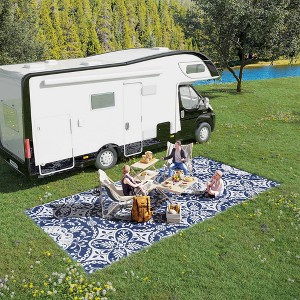 Gulches Outsunny Reversible Outdoor Rug Carpet, 9' x 18' Waterproof Plastic Straw Rug with Carry Bag - 1 of 4