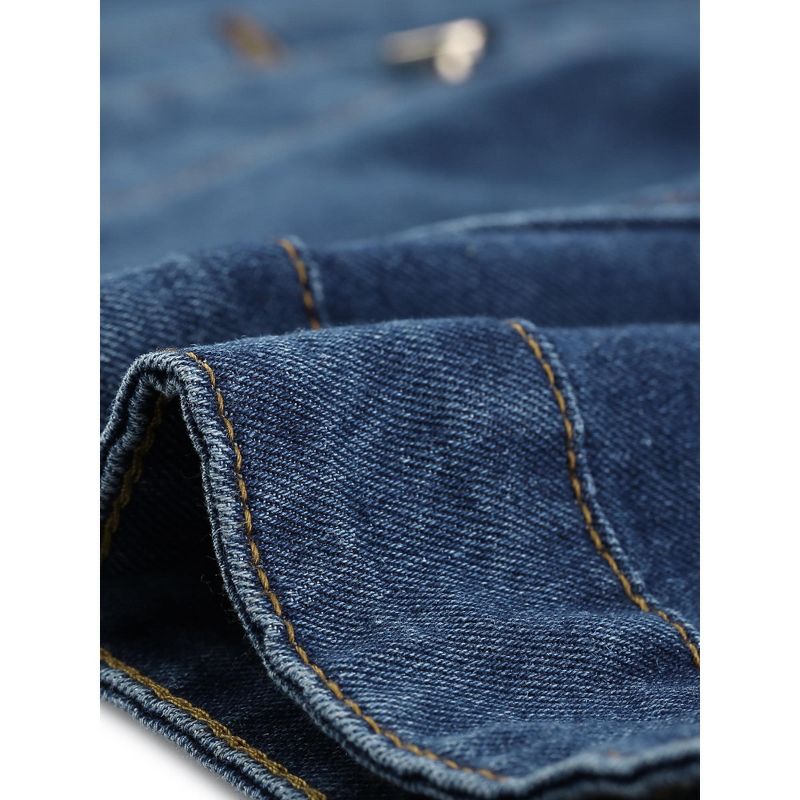 Agnes Orinda Women's Plus Size Button Up Long Sleeve Croped Denim Jean Jackets, 5 of 6