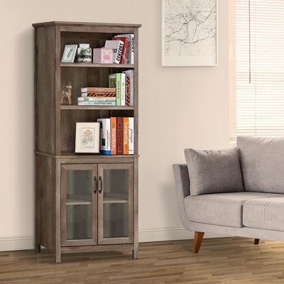 Bookcases With Glass Doors Target, Large Black Bookcase With Doors And Windows