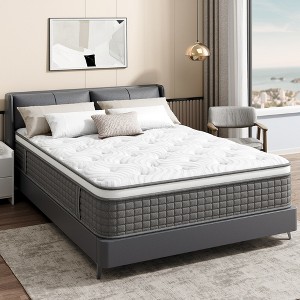 Sailvan Medium Firm Mattress, 12 inch Mattress in a Box with Memory Foam & Spring, Hybrid Mattress for Pressure Relief, Gray - 1 of 4