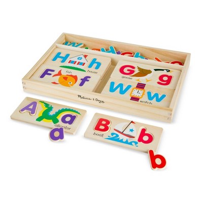Melissa &#38; Doug ABC Picture Boards - Educational Toy With 13 Double-Sided Wooden Boards and 52 Letters